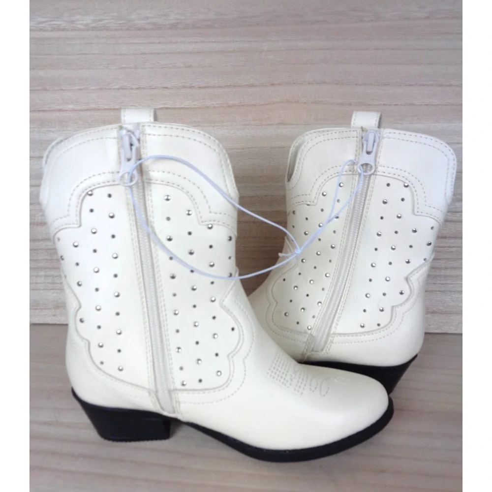 Art Class Big Girls Jovi‎ Western Boots Youth Size 1 Studded Full Zip
